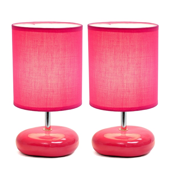 Stonies Small Stone Look Table Bedside Lamp, Pink, PK 2